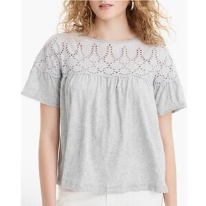 NWT J. Crew Eyelet Top in vintage 100% cotton relaxed T- shirt blouse size S